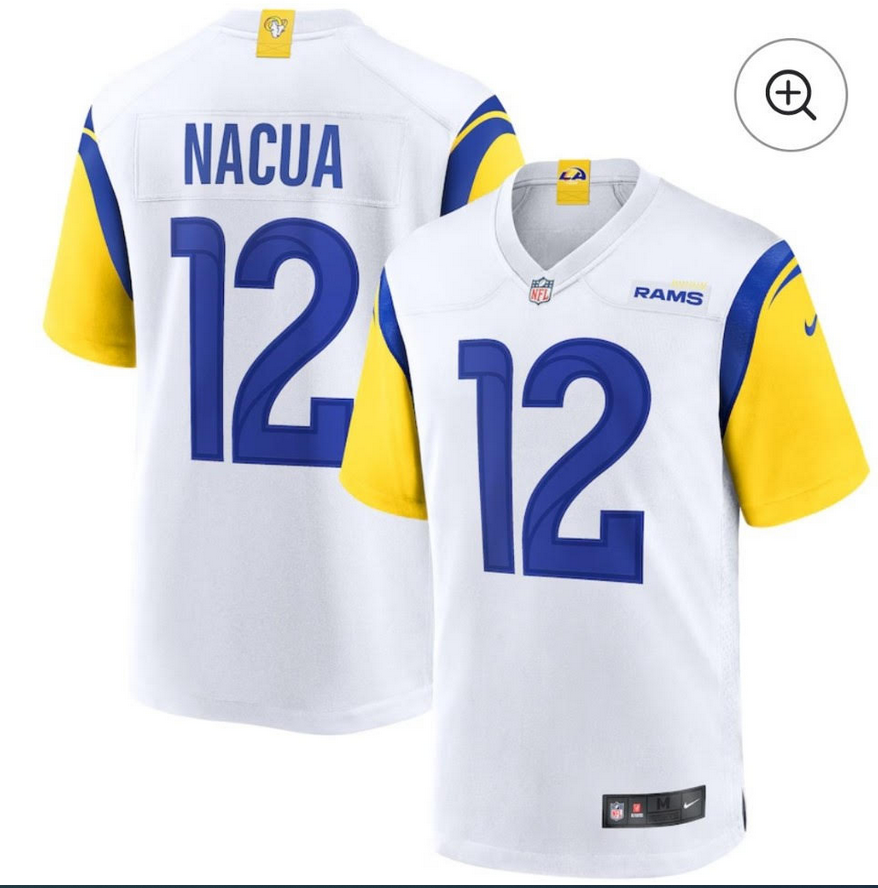 Men 2025 Los Angeles Rams #12 Nacua white Nike NFL Jersey->texas rangers->MLB Jersey